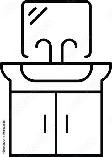 Bathroom Vanity Line Art Icon Vector Illustration