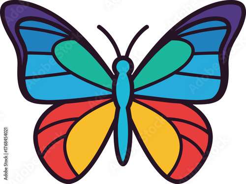 Colorful stylized butterfly illustration with segmented wings
