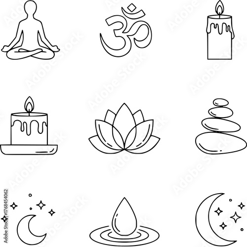 Serene wellness icons promoting peace, balance, and mindful living