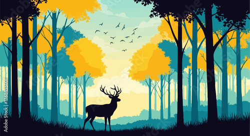 Deer stands majestically in a vibrant autumn forest