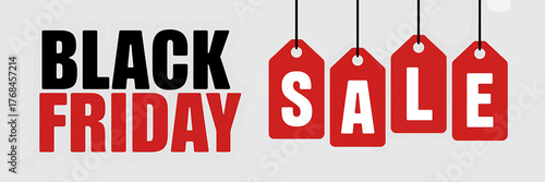Black Friday Sale with Hanging Price Tags Marketing Concept Retail Shopping Discount Promotion and Holiday Deals