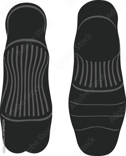 Professional sports sock bottom view vector illustration with cushioned sole grip design, arch support and breathable athletic knit pattern