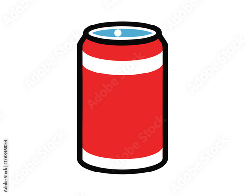 Simple red canned drink icon flat style refreshment beverage