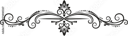 Elegant black ornate floral design for dividers and decorative elements