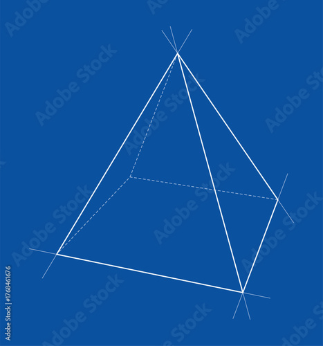 Geometric Pyramid on Blue Background