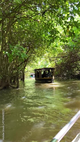 Serene Boat Ride at Poovar Backwater Pulari, Kerala India | Scenic River Boating in Tropical Paradise 4K UHD | Peaceful Poovar Backwater Boating, Pulari Kerala | Tranquil River Cruise with Palm Trees