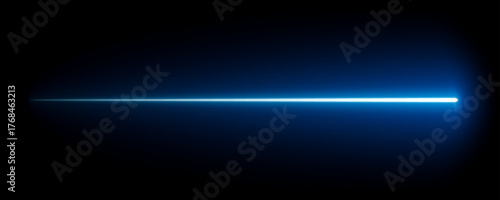 Glowing light blue line, moving light streak ray, shining ray effect
