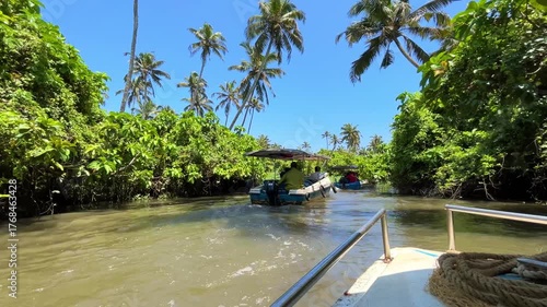 Serene Boat Ride at Poovar Backwater Pulari, Kerala India | Scenic River Boating in Tropical Paradise 4K UHD | Peaceful Poovar Backwater Boating, Pulari Kerala | Tranquil River Cruise with Palm Trees