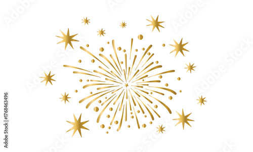 Golden Sparklers and Twinkling Stars on White Background, Festive Celebration Concept