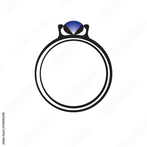 Wedding rings contour black, vector illustration on an isolated white background.
