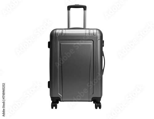 Sleek Modern Trolley Luggage Bag with Telescopic Handle, Front View, Isolated on Transparent Background