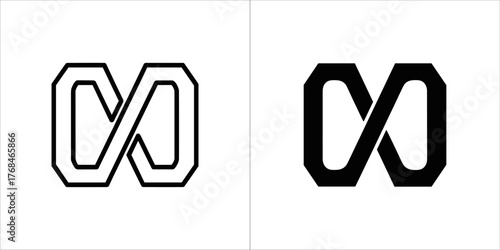 Two infinity symbols, one outlined and one solid black