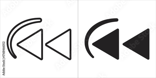 Two rewind icons, one outlined and one filled