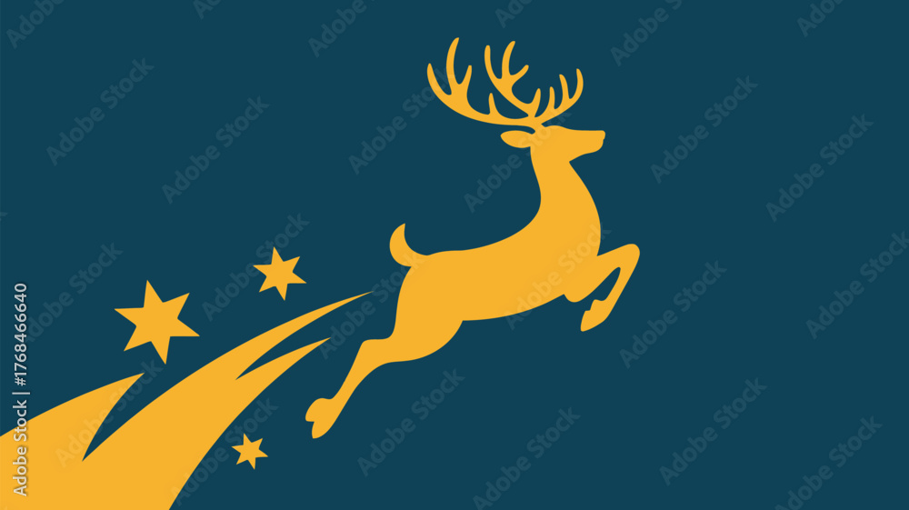 Fototapeta premium Magical reindeer soaring through the night sky leaving a trail of stardust, perfect for enchanting holiday designs and festive celebrations