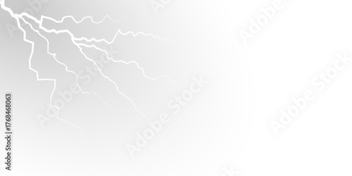 Lightning bolt strike, thunderstorm light effect. Thunder electric shock. Bright energy charge, thunderbolt element.