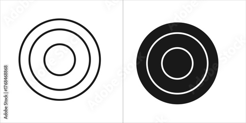 Concentric circles icon in outline and filled style