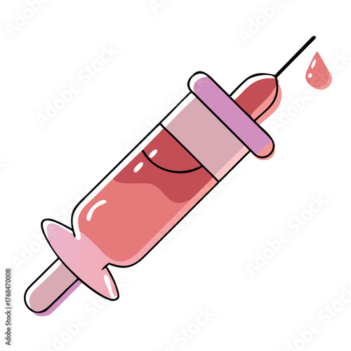 stylized cartoon syringe with a drop of liquid, representing injections, vaccinations, or medical tests. Ideal for health blogs, vaccine awareness, and medical clinic websites
