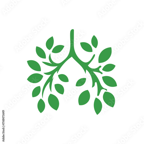 Branch lungs, nature symbol icon. Tree branch styled lungs conveying oxygen, ecology, and holistic health concepts.