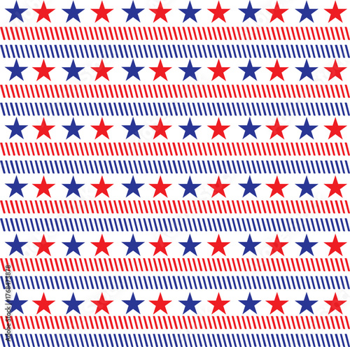 Canvastavla Seamless American Patriotic Design with Alternating Rows of Red and Blue Stars