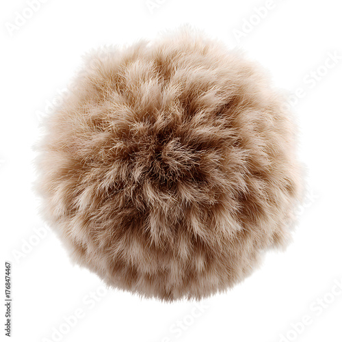 Brown Stylish fluffy ball of fur isolated on transparent background