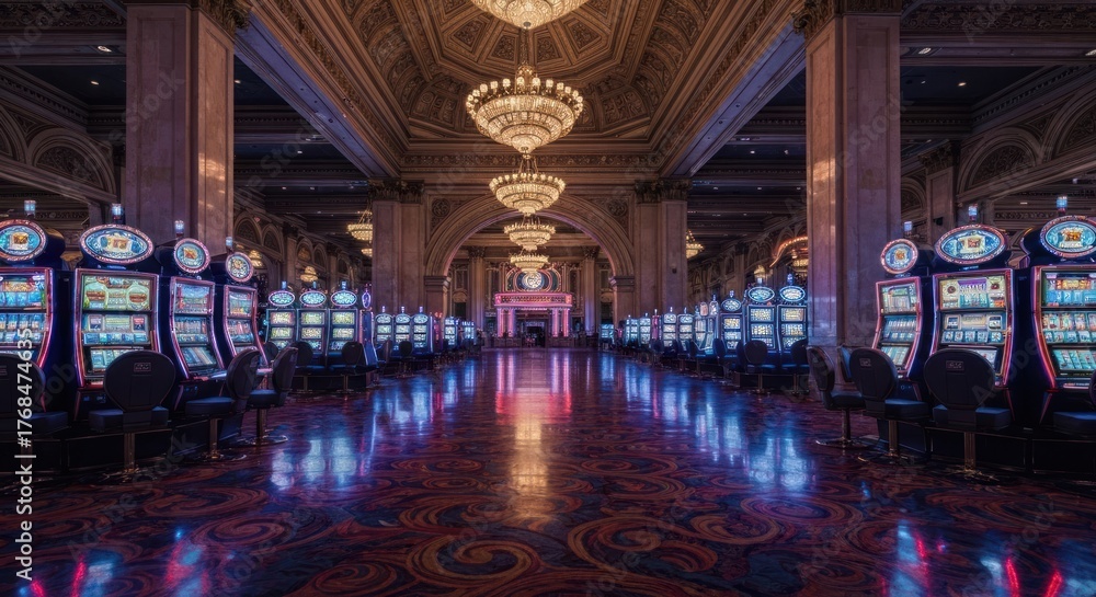 custom made wallpaper toronto digitalCasino interior with slot machines and chandeliers under ornate ceiling