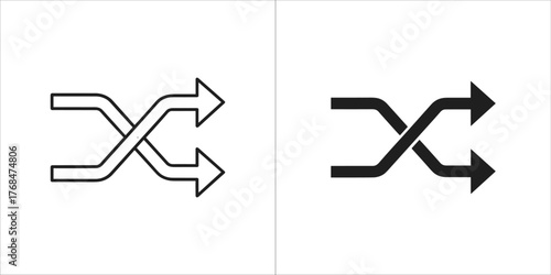 Shuffle symbol with two arrows crossing, one outlined and one filled black
