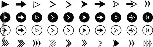 Right arrow vector icon set. Arrow icons set. Arrow collection.