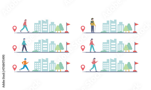 色々な歩く人物　散策ルート