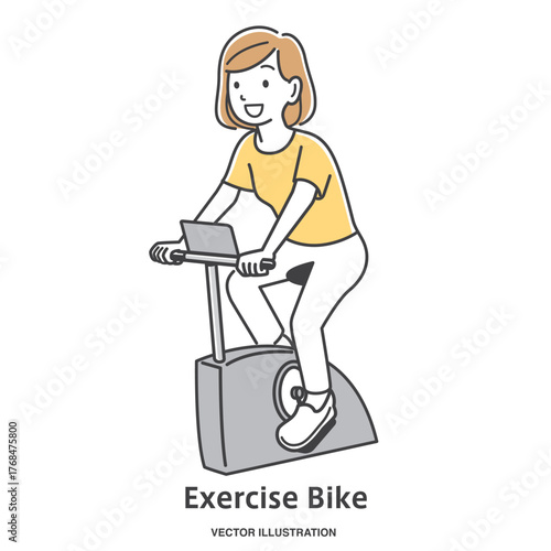 エアロバイクに乗る若い女性
