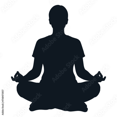 Silhouette of a Person Meditating in Lotus Pose Keywords: silhouette, person, meditating, meditation, yoga