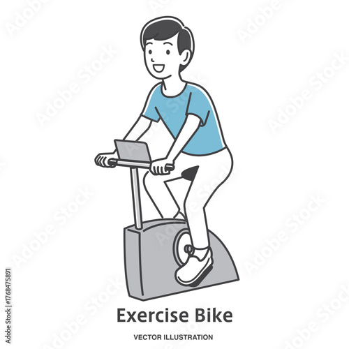 エアロバイクに乗る若い男性