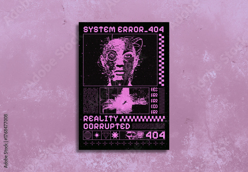 Neo-Tech Brutalist Cyberpunk Error Poster Template