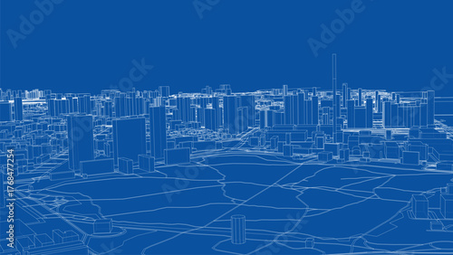 Urban modern landscape. Vector rendering of 3d
