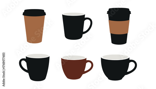 Coffee cups and mugs vector illustration