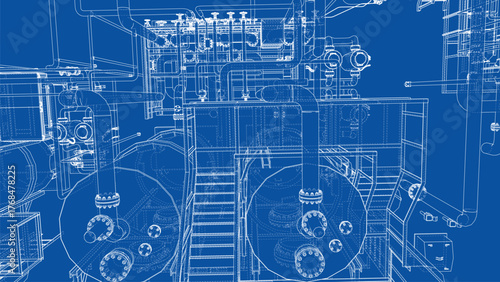 Industrial Blueprint Design. Vector
