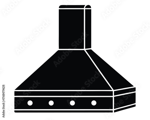 Simple black kitchen extractor hood icon for design and web use