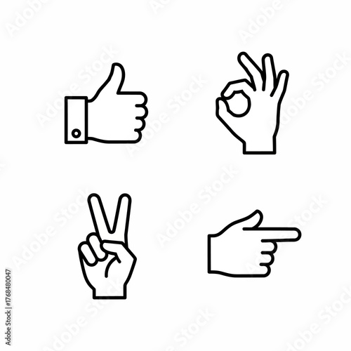 hand gestures icon vector set