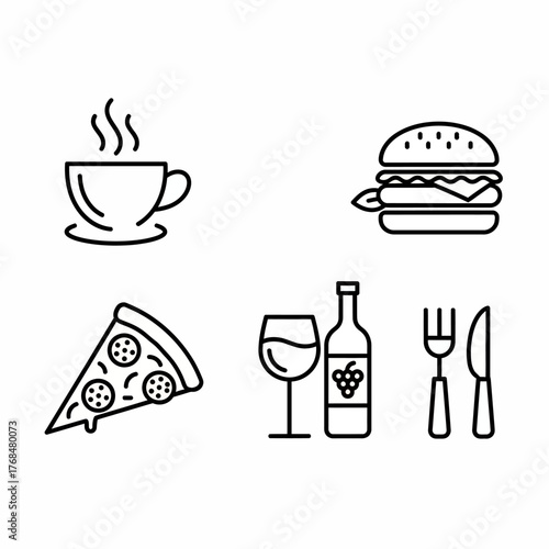 Food and drinks vector icon set