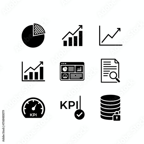 Data visualization and analytics diagram vector icon set