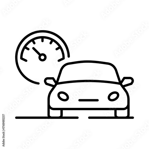 Car with speedometer representing speed control, driving, or performance.