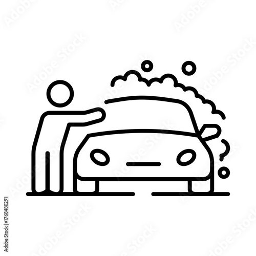 Person washing car symbolizing car cleaning or auto detailing.