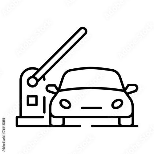 Car near barrier symbolizing parking gate or entrance checkpoint.