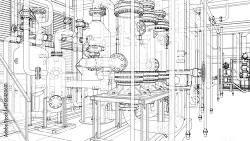 Industrial Machinery Blueprint. Vector
