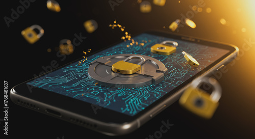 An artistic rendering that brings to light the vital concept of data protection in the digital landscape. With padlocks.