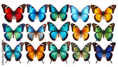  Realistic Butterfly Species Collection Cut-Out PNG