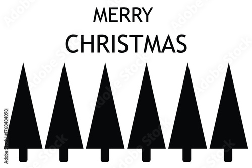 Marry Christmas vector Illustration on the white background, Isolated tree on the white background. Set of tree pine silhouette collections. Vector Illustration. 