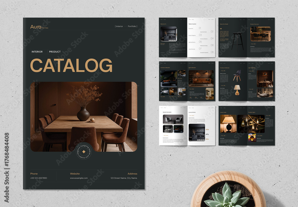 Luxury Furniture Product Catalog Template for Interior Design Brochure ...