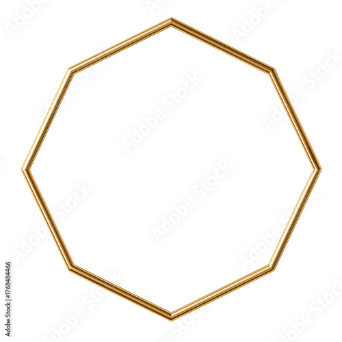 Gold octagonal photo frame isolated