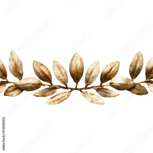 Golden leaf branch decorative element cut out