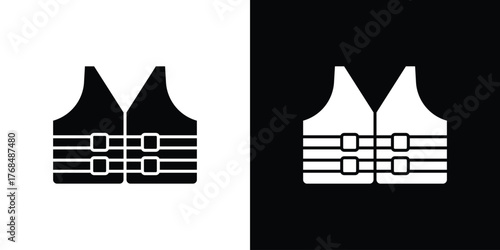 Vest jacket icon in solid silhouette set. Vector Illustration.